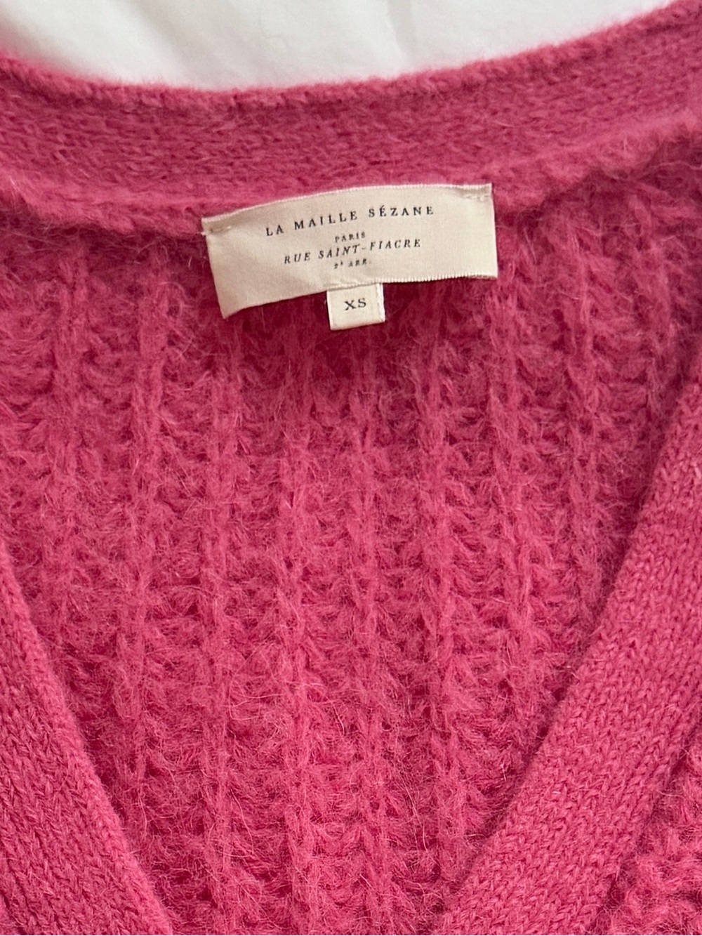 Sezane Basile Cardigan Pop Pink Alpaca Wool Chunky Knit Sweater XS - Picture 8 of 12